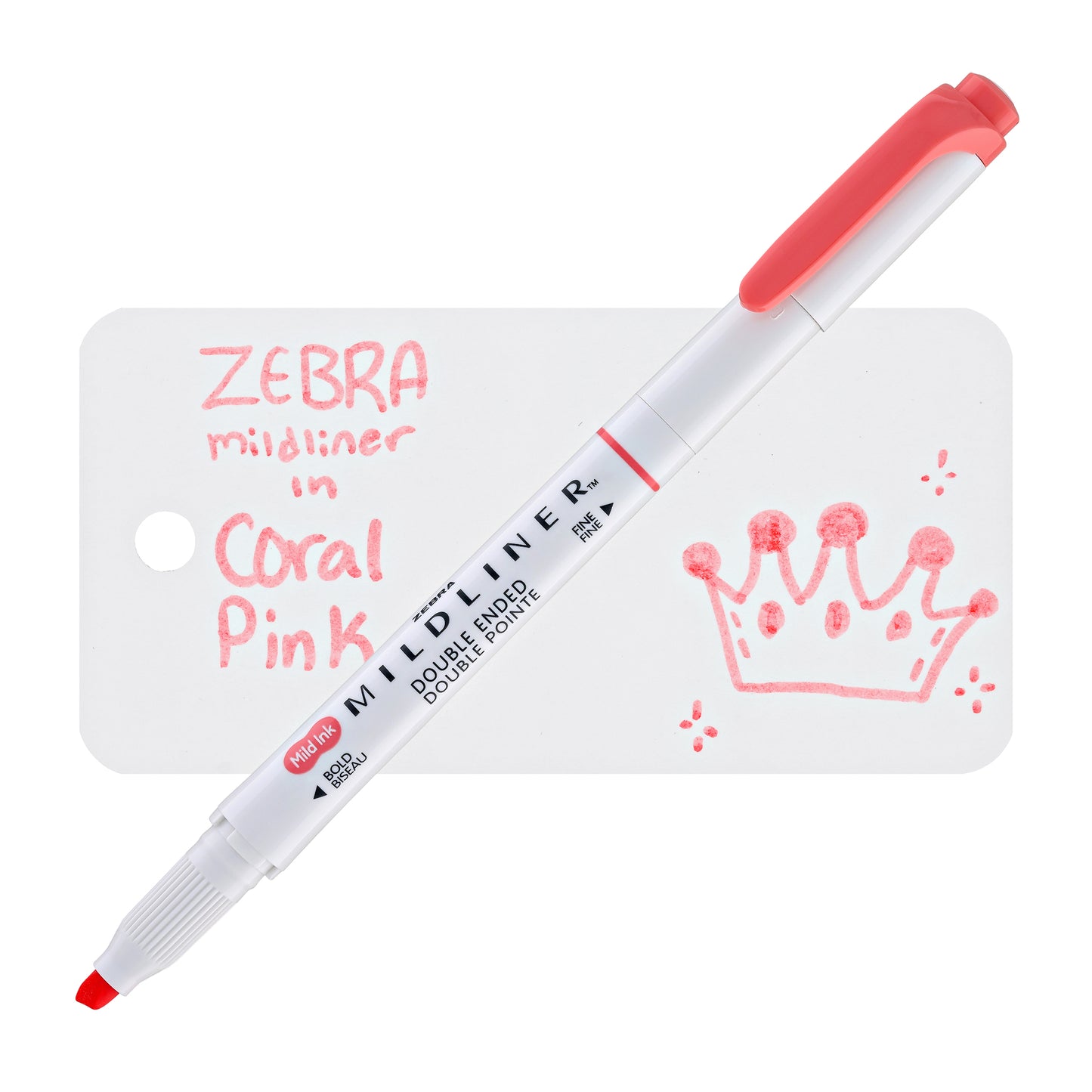 Zebra Mildliner Dual-Tip Highlighter in Coral Pink