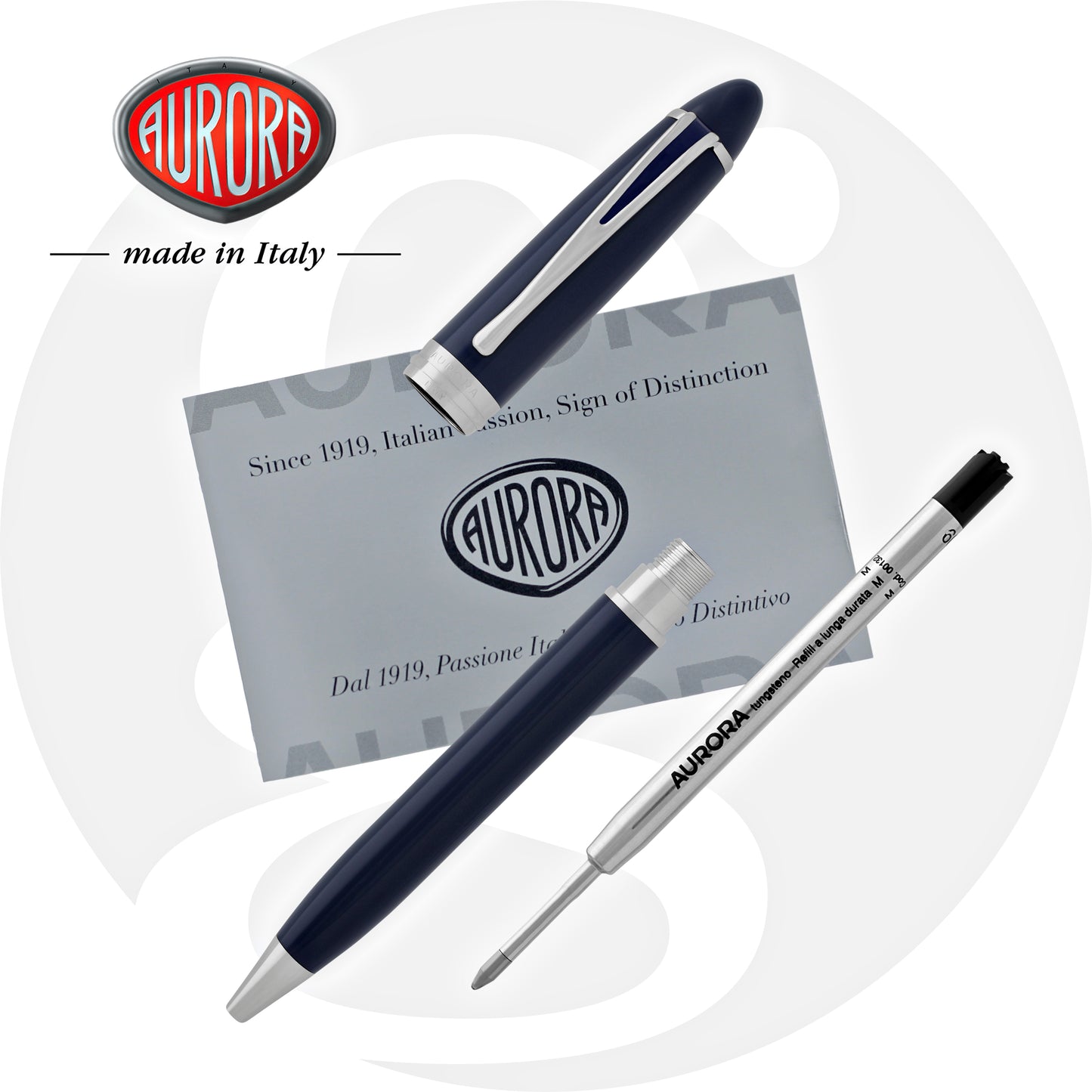 Aurora Ipsilon Deluxe Ballpoint Pen in Blue Chrome Trim