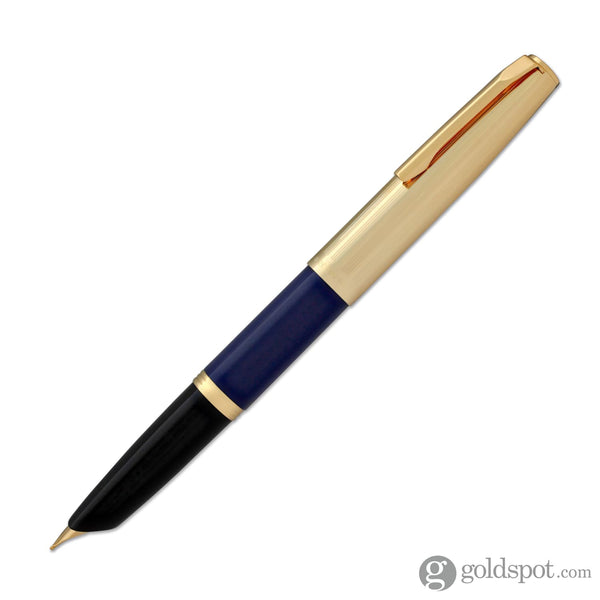 Aurora Duo Cart Fountain Pen - Dark Blue Resin with Gold Plated Cap Medium Point Fountain Pen