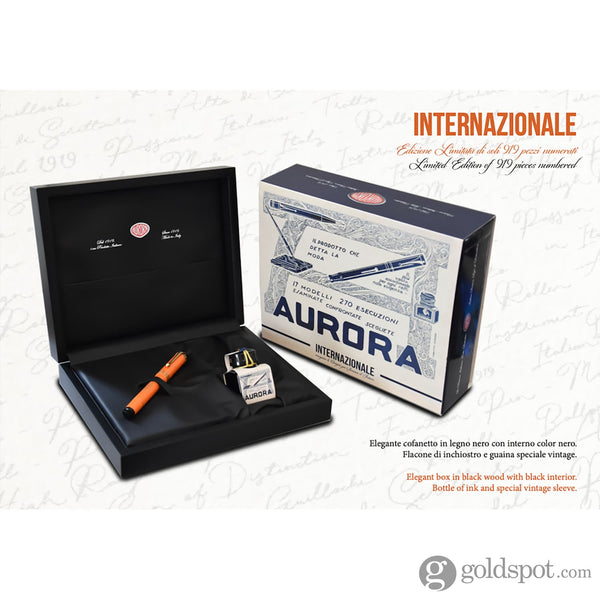 Aurora Internazionale Fountain Pen in Orange - 18K Rose Gold Fountain Pen