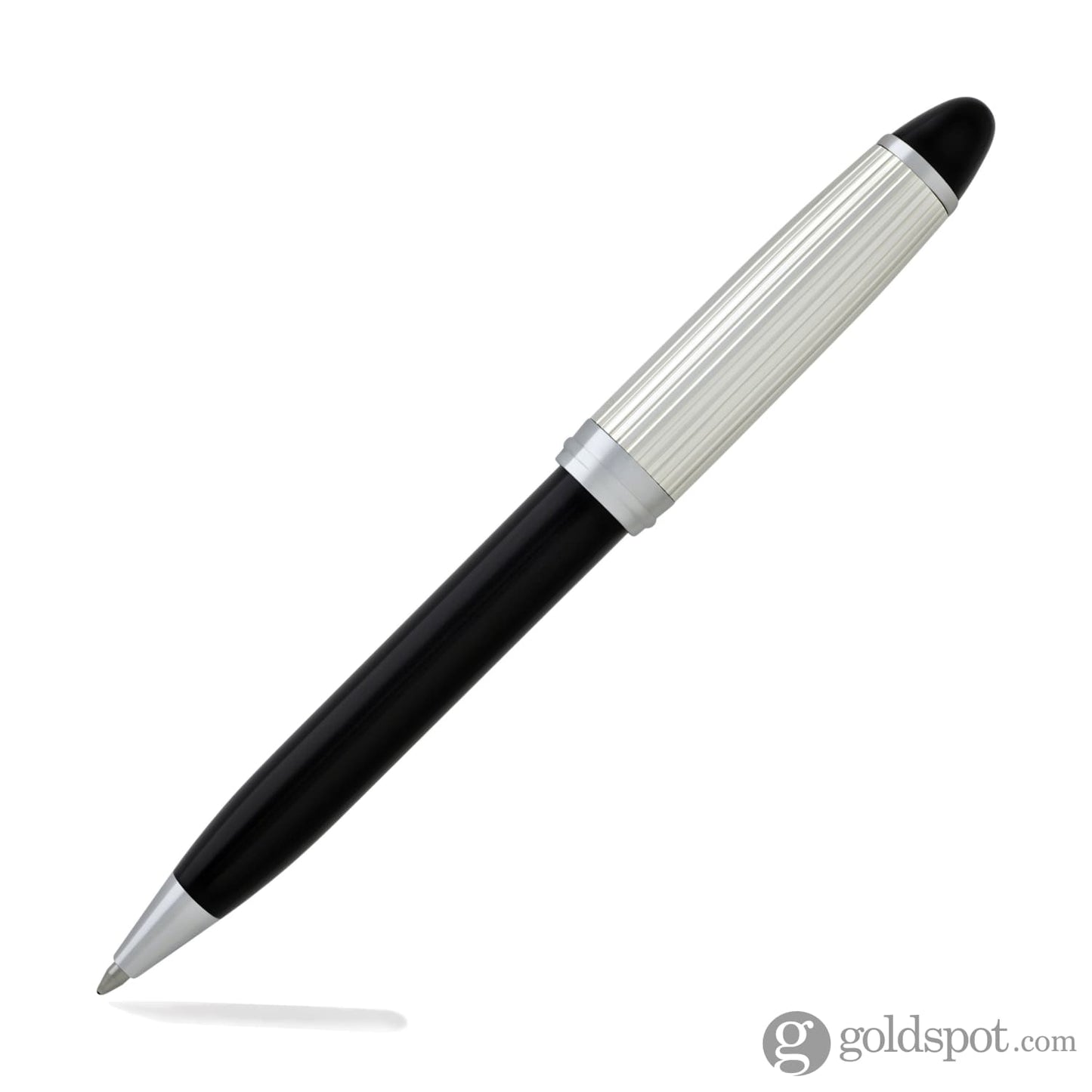 Aurora Ipsilon Silver Ballpoint Pen in Black with Sterling Silver Cap Ballpoint Pen