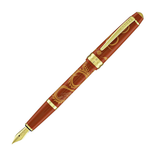 Cross Bailey Light Year of the Dragon Fountain Pen in Polished Amber Resin and Gold Tone Fountain Pens
