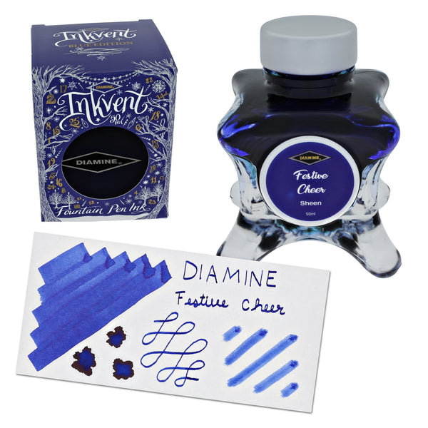 Diamine Inkvent Blue Edition Sheen Bottled Ink in Festive Cheer - 50 mL Bottled Ink