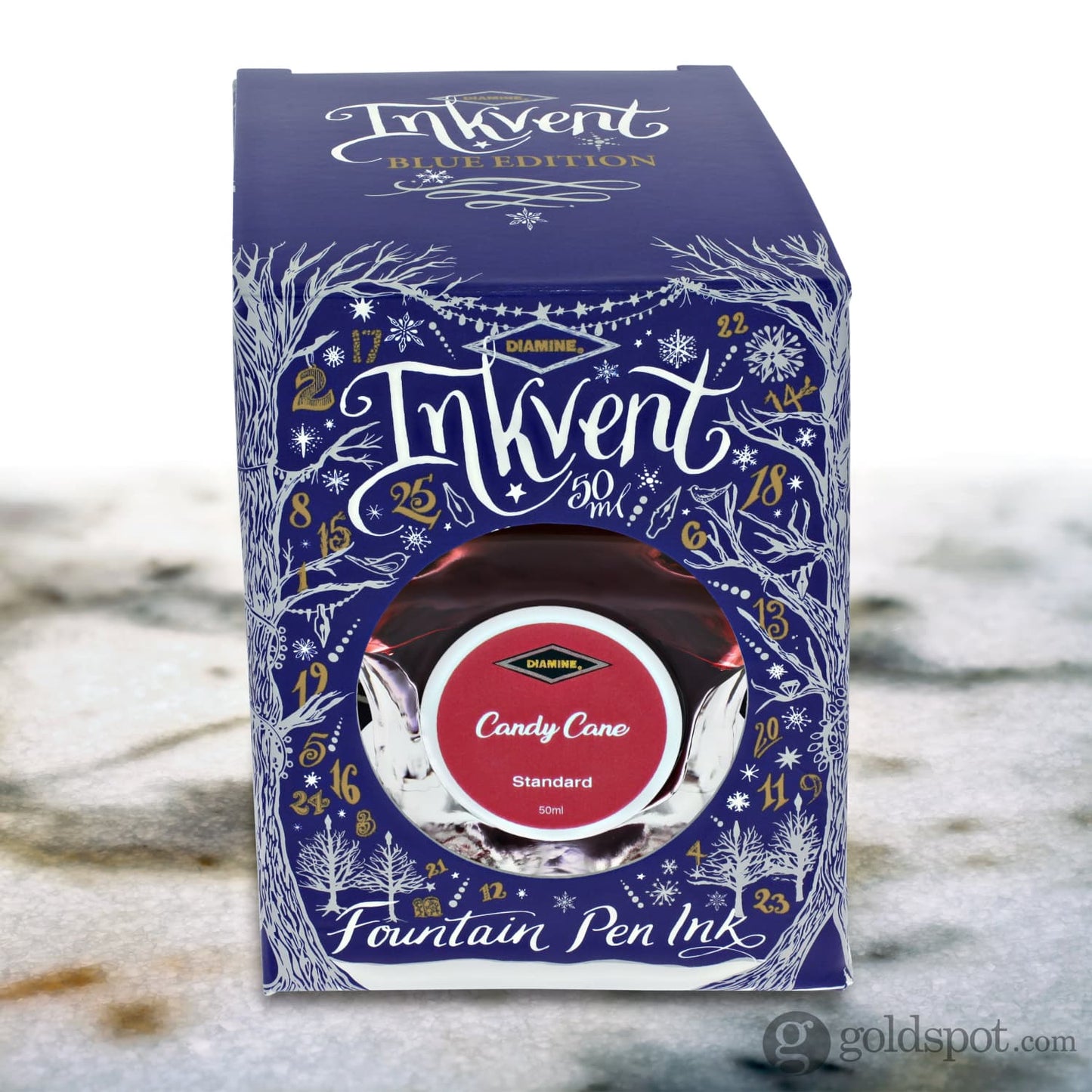 Diamine Inkvent Blue Edition Standard Bottled Ink in Candy Cane - 50 mL Bottled Ink