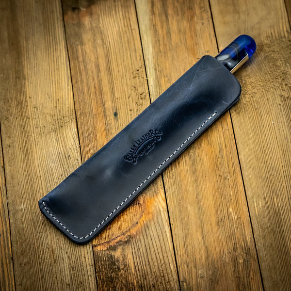 Galen Leather Single Pen Case in Navy Blue Pen Cases