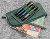 Galen Leather Slip-N-Zip Zippered 4 Slot Pen Pouch in Crazy Horse Forest Green Pen Case