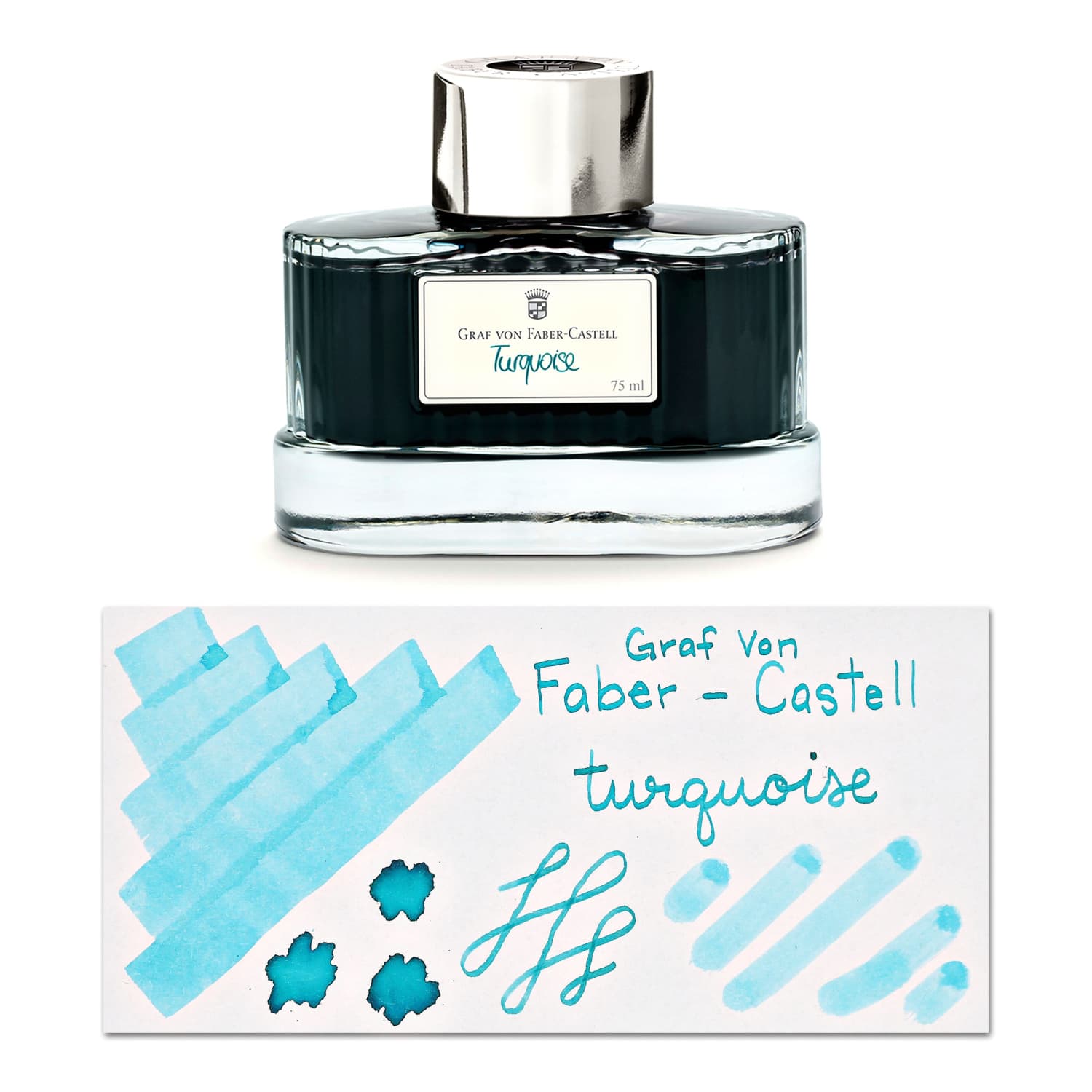 Graf von Faber-Castell Bottled Ink in Turquoise 75 mL Goldspot