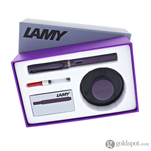 Lamy Safari Fountain Pen and Ink Bottle Gift Set in Violet Blackberry 2024 - Medium Point Sets