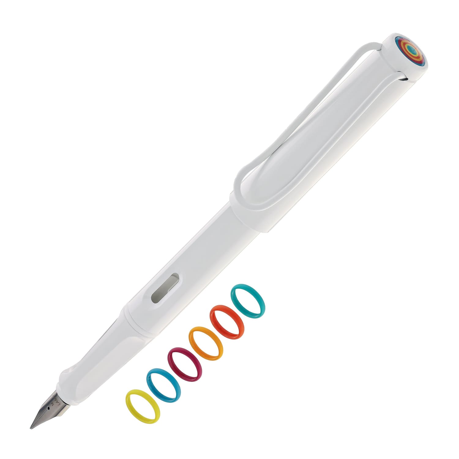 Lamy Safari Fountain Pen In All White Multi Ring Set Special