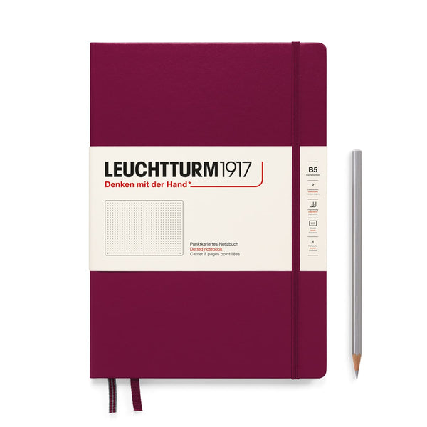 Leuchtturm 1917 Composition Hardcover Dot Grid Notebook in Port Red - B5 Notebooks Journals