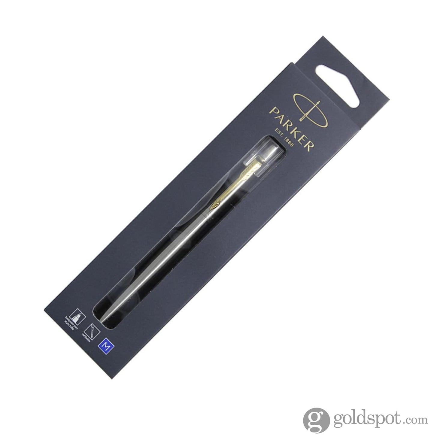 Parker Jotter Ballpoint Pen in Stainless Steel Gold Trim Ballpoint Pen