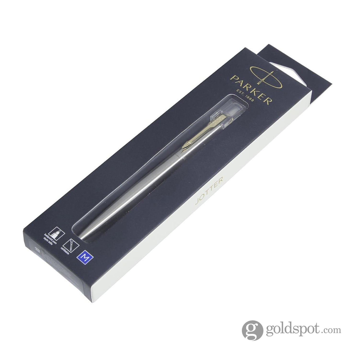 Parker Jotter Ballpoint Pen in Stainless Steel Gold Trim Ballpoint Pen