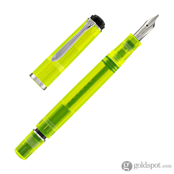 Pelikan Classic M205 Duo Highlighter Fountain Pen in Neon Yellow - Double Broad Point Fountain Pen