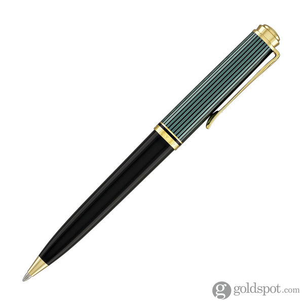 Pelikan Souveran K800 Ballpoint Pen in Black & Green with Gold Trim Ballpoint Pens