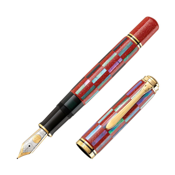 Pelikan Souveran M1000 Fountain Pen in Raden Red Infinity - 18K Gold Medium Point Fountain Pen