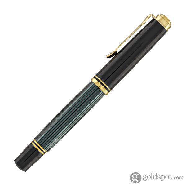 Pelikan Souveran M600 Fountain Pen in Black & Green with Gold Trim - 14K Gold Fountain Pen