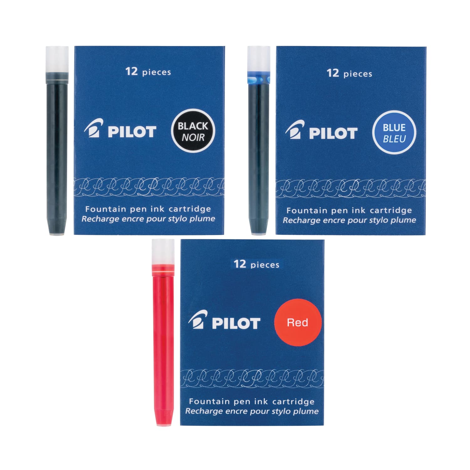 Pilot Namiki IC50 Ink Cartridge in Black, Blue Red Pack of 12