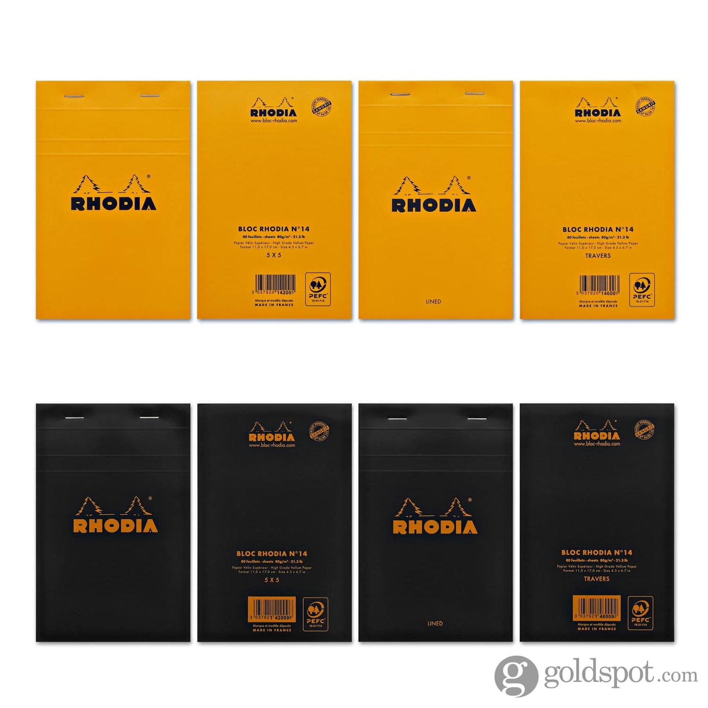 Rhodia No. 14 Staplebound 4.375 x 6.375 Notepad in Orange Notebooks Journals