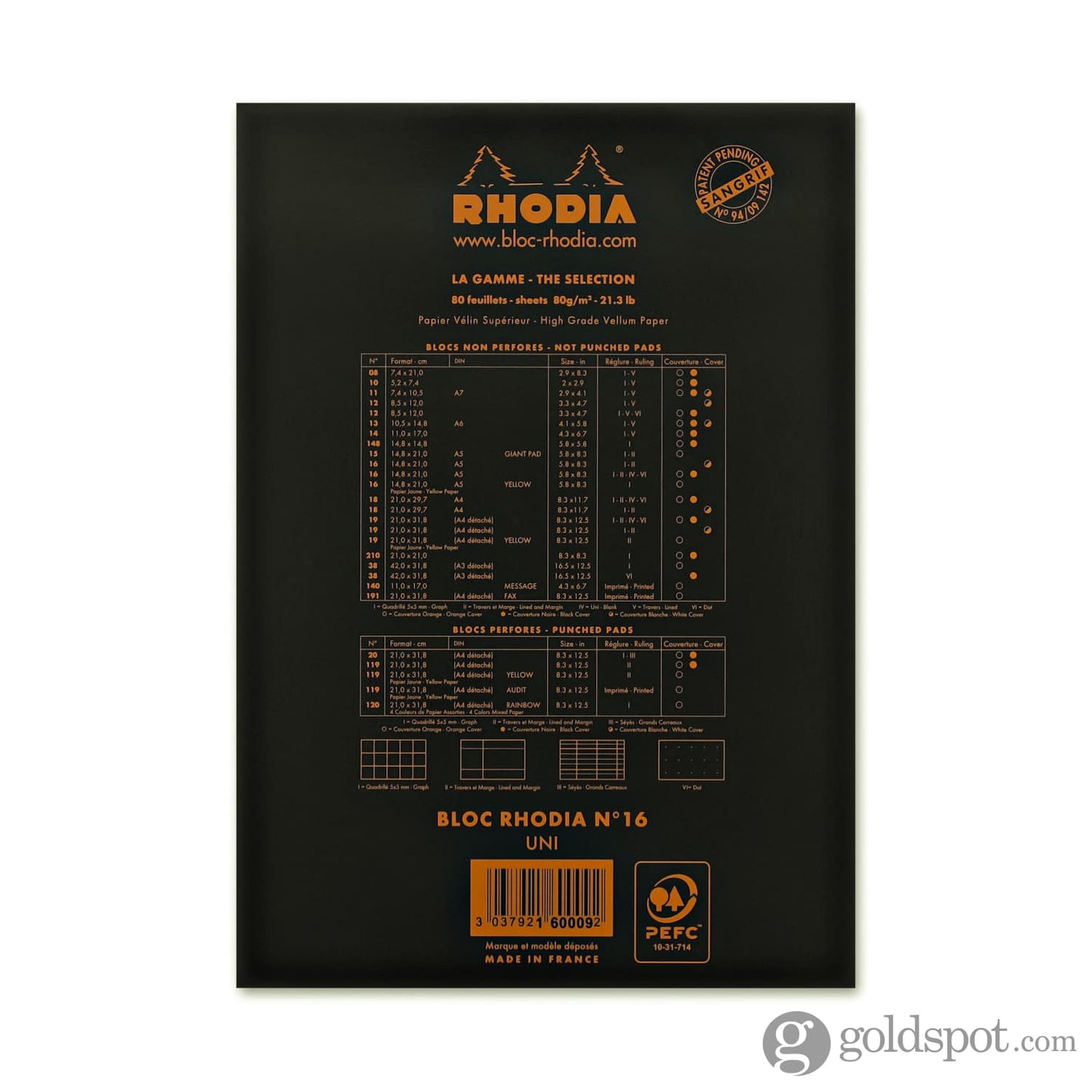Rhodia No. 16 Staplebound 6 x 8.25 Notepad in Black Notebooks Journals