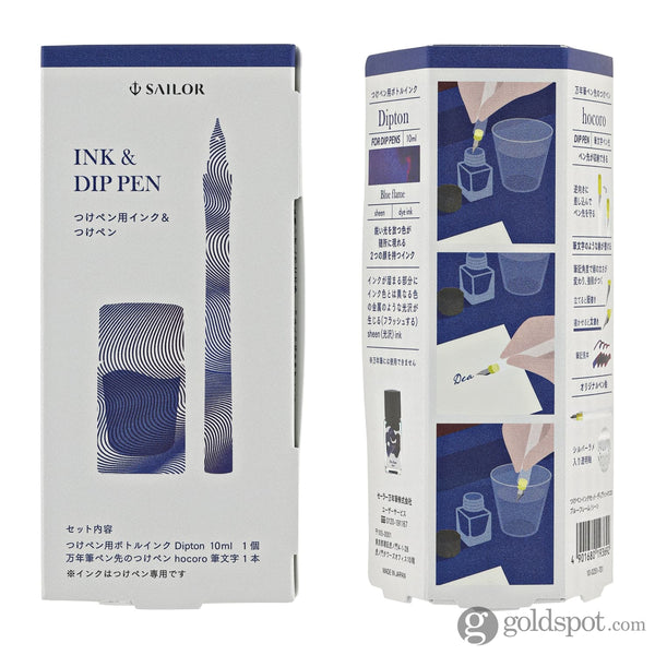 Sailor Compass Dipton Sheen Bottled Ink in Blue Flame with Dip with Pen Set - 10mL Bottled Ink