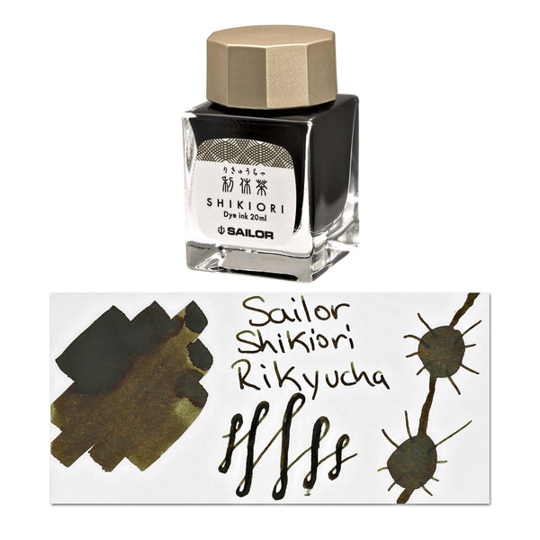 Sailor Shikiori Bottled Ink in Rikyu - Cha (Tea Green Brown) - 20 mL Bottled Ink
