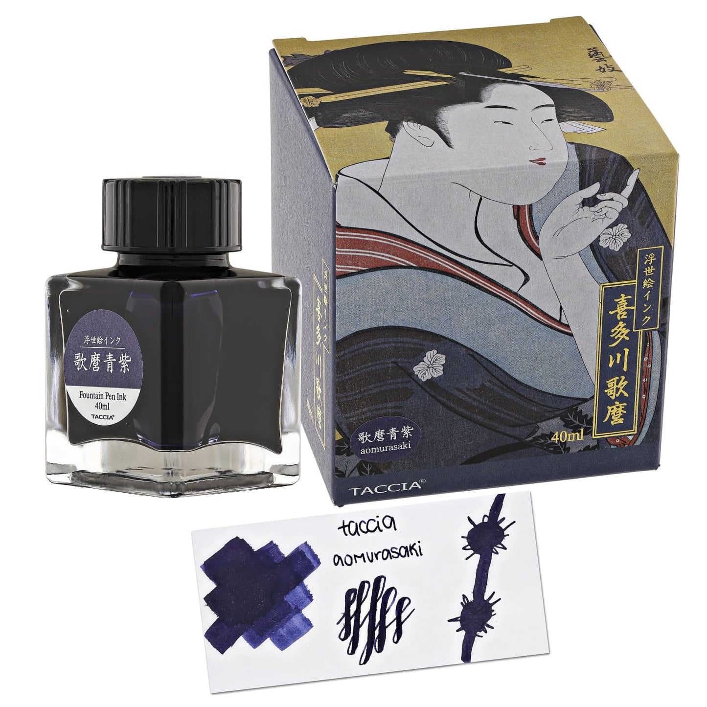 Taccia Ukiyo-e Fountain Pen Ink II in Utamaro-Aomurasaki (Blue Purple) - 40mL Bottled Ink