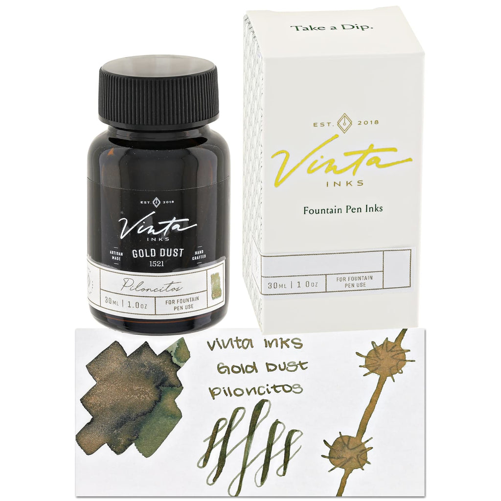 Vinta Inks 2.0 Shimmer Bottled Ink in Gold Dust [Piloncitos 1521] - 30mL Bottled Ink
