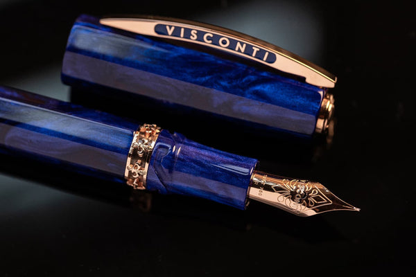 Visconti Medici Viola Fountain Pen in Violet - Hued with Rose Gold Trim - 1.3mm Stub Nib