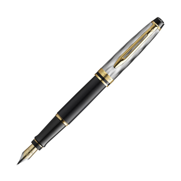 Waterman Expert Deluxe Fountain Pen Reflections of Paris in Black with Gold Trim - Medium Point