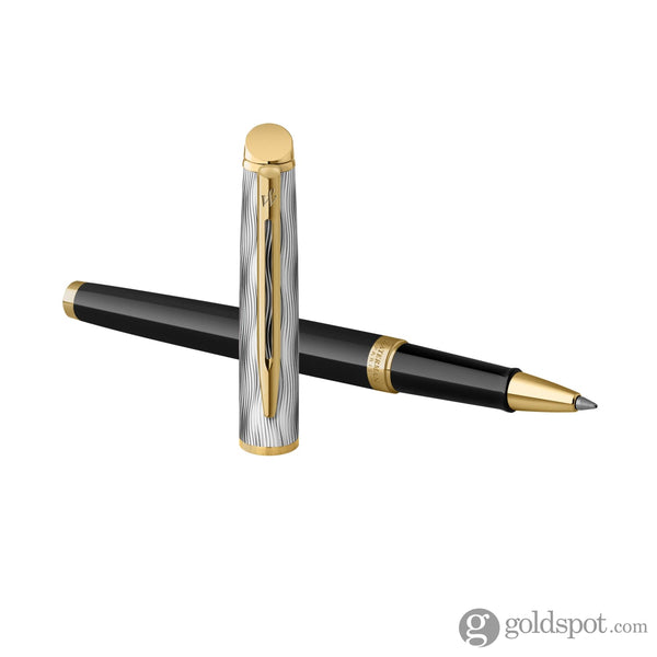Waterman Hemisphere Deluxe Rollerball PenReflections of Paris in Black Lacquer with Gold Trim Pen