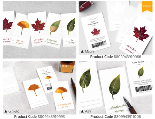 Wearingeul Ginkgo Leaf Color Swatch Card Bottled Ink