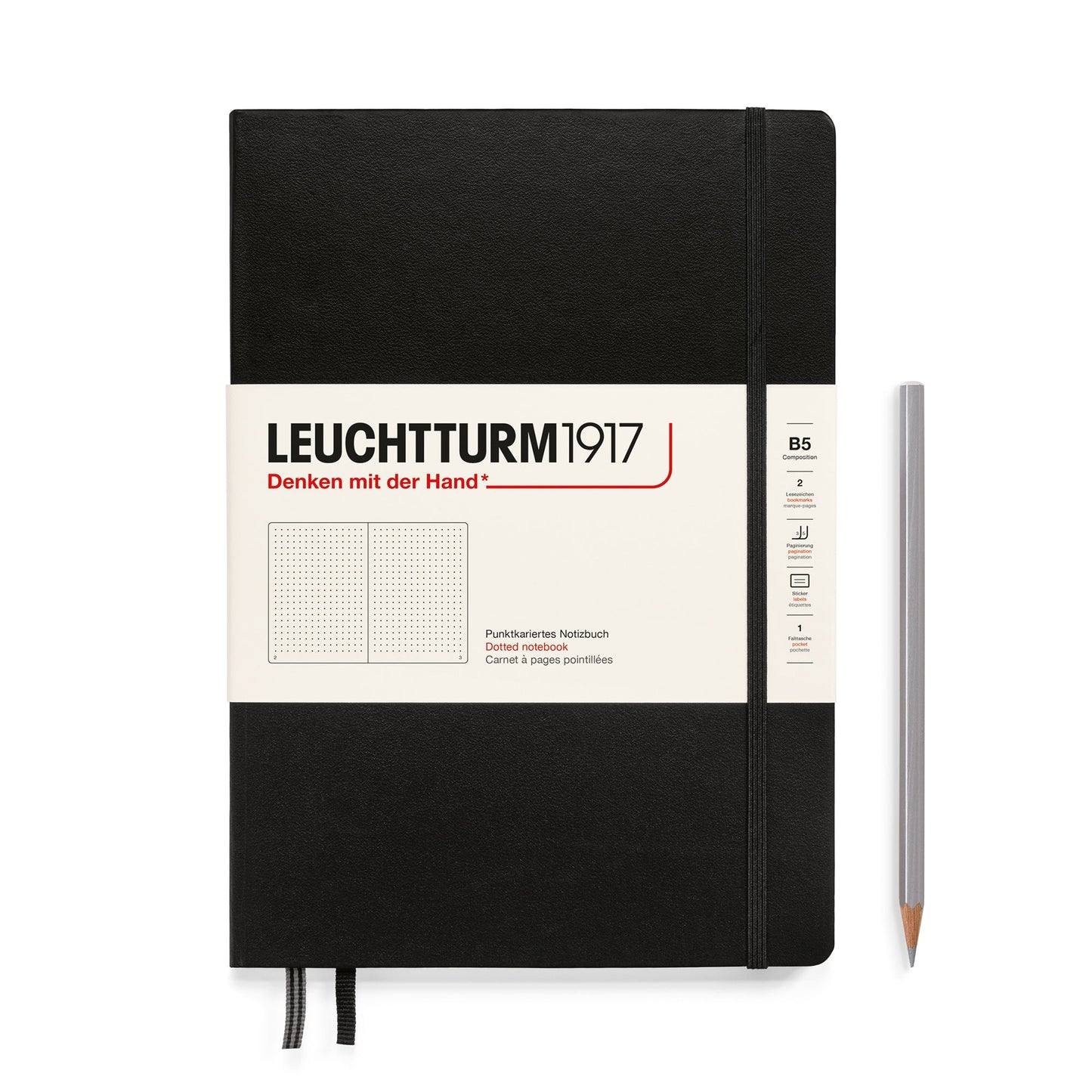 Leuchtturm 1917 Composition Hardcover Dot Grid Notebook in Black - B5 Notebooks Journals