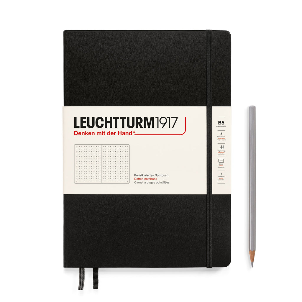 Leuchtturm 1917 Composition Hardcover Dot Grid Notebook in Black - B5 Notebooks Journals