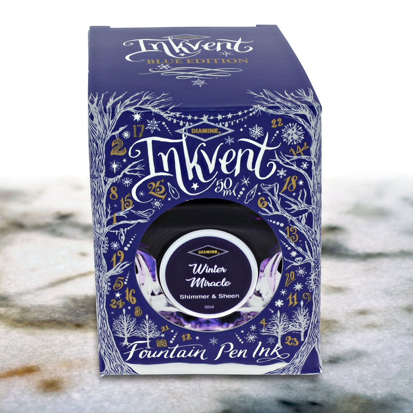 Diamine Inkvent Blue Edition Shimmer & Sheen Bottled Ink in Winter Miracle - 50 mL Bottled Ink