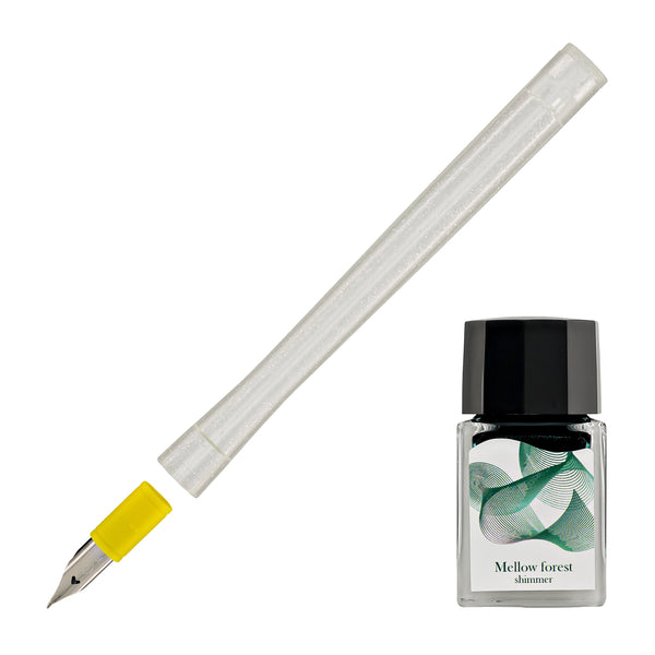 Sailor Compass Dipton Shimmer Bottled Ink in Mellow Forest with Dip Pen Set - 10mL Bottled Ink