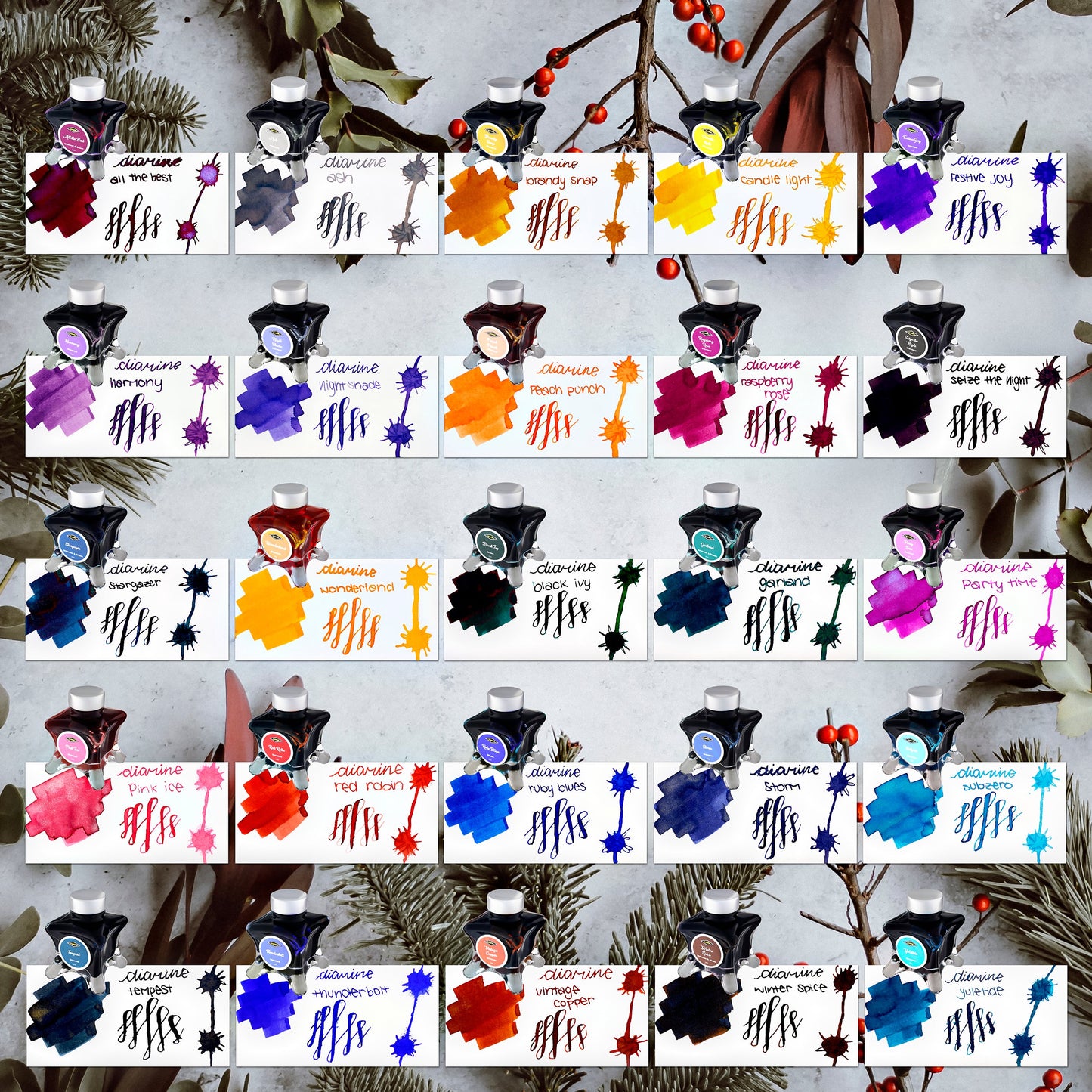 Diamine Inkvent Red Edition Shimmer Bottled Ink in Green Tempest - 50 mL Bottled Ink