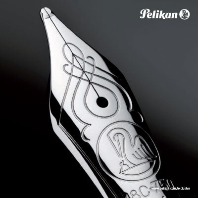 Pelikan Souveran M805 Fountain Pen in Black & Blue with Silver Trim - 18K Gold Fountain Pens