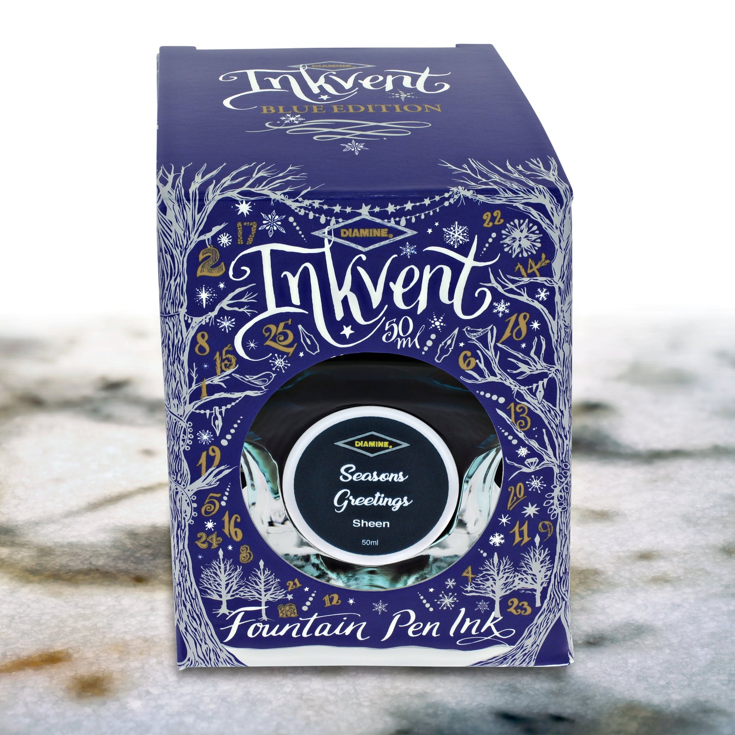Diamine Inkvent Blue Edition Sheen Bottled Ink in Seasons Greetings - 50 mL Bottled Ink
