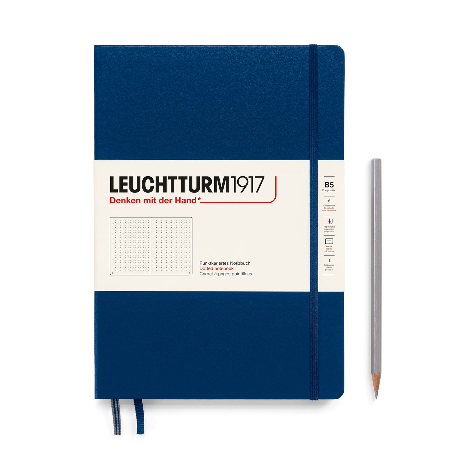 Leuchtturm 1917 Composition Hardcover Dot Grid Notebook in Navy - B5 Notebooks Journals