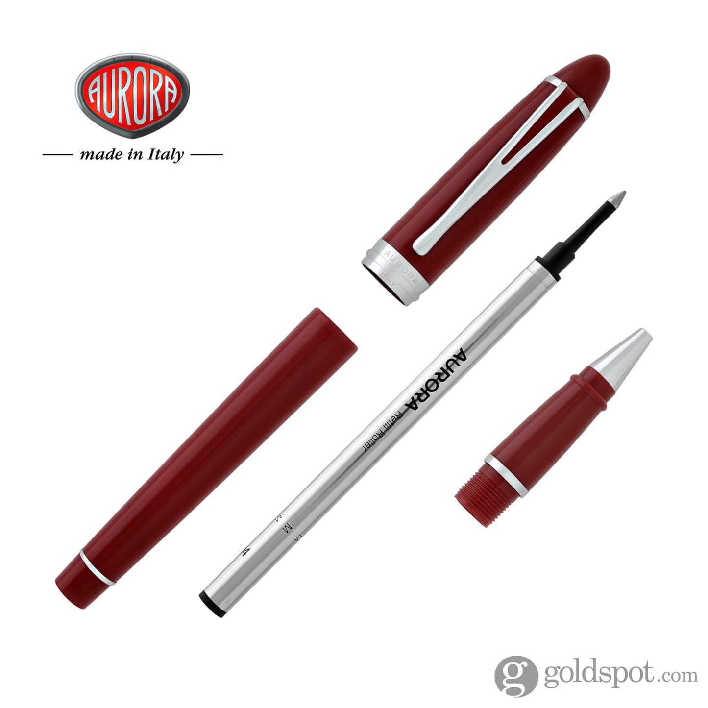 Aurora Ipsilon Deluxe Rollerball Pen in Red with Chrome Trim Rollerball Pen