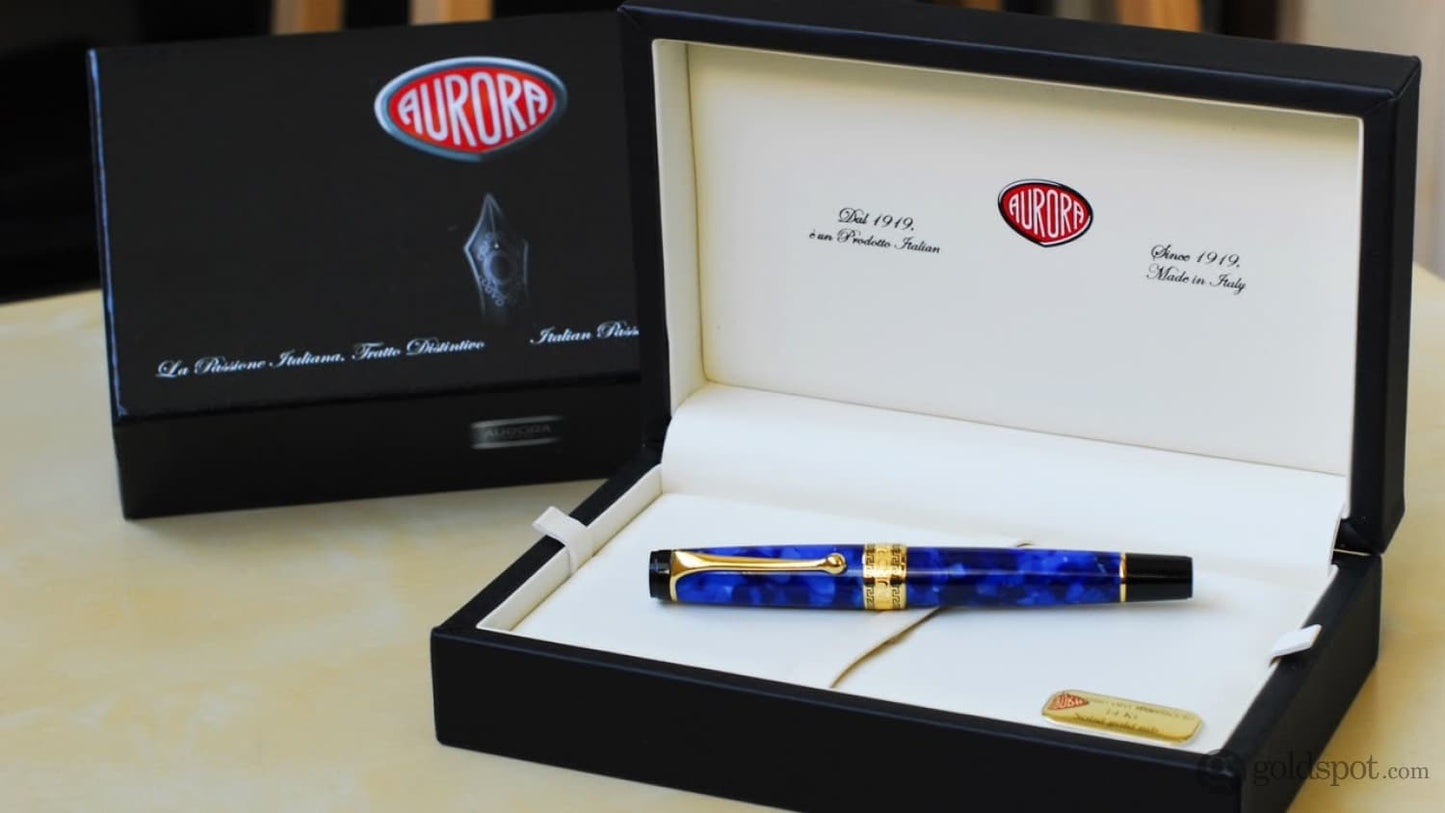 Aurora Optima Auroloide Ballpoint Pen in Blue with Gold Trim Ballpoint Pen