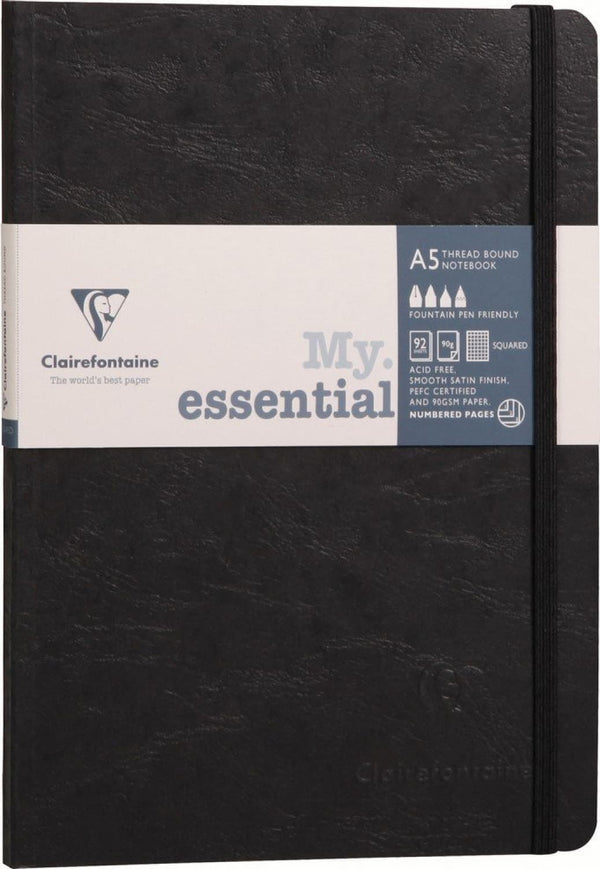 Clairefontaine Essential Numbered Ruled Notebook in Black A5 Pen