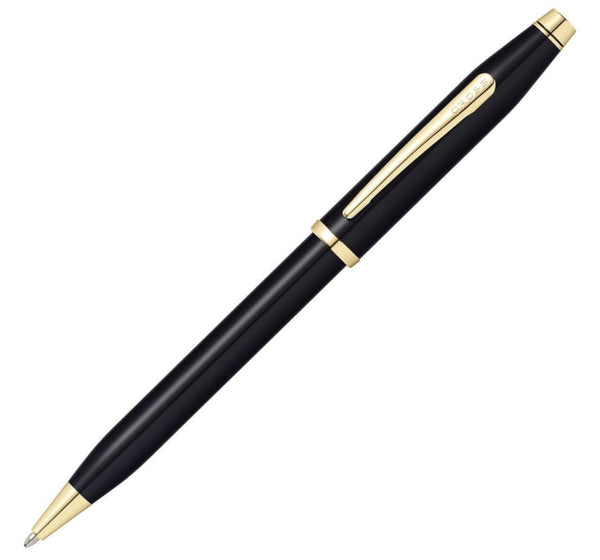 Cross Century II Ballpoint Pen in Black Lacquer with 23K Gold Trim Ballpoint Pen