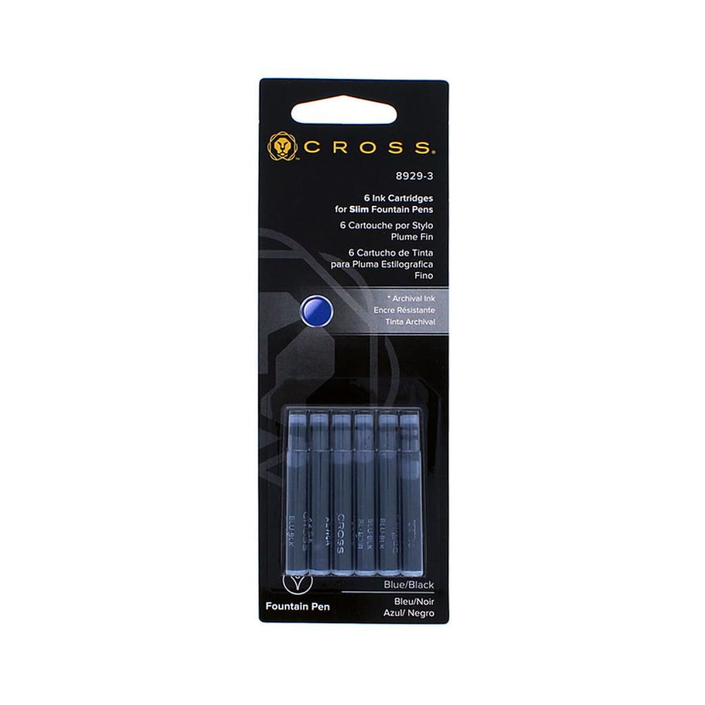 Cross Ink Cartridges in Spire Slim Blue/Black - Pack of 6 Fountain Pen Cartridges