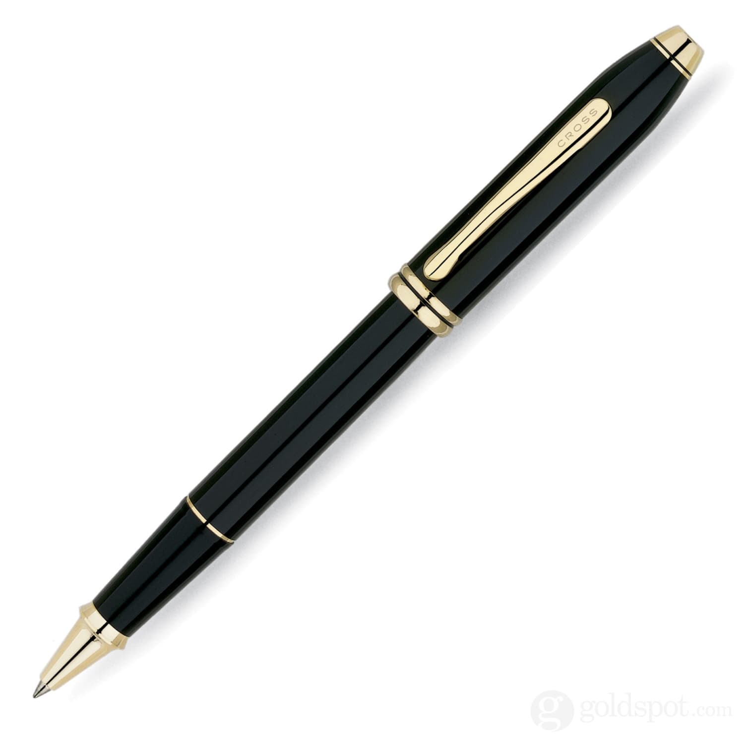 Cross Townsend Rollerball Pen in Black Lacquer with 24K Gold Trim -  Goldspot Pens