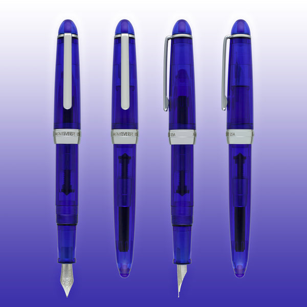 Monteverde Monza Fountain Pen in Blue - Fine Medium and Omniflex Nibs Pack of 3