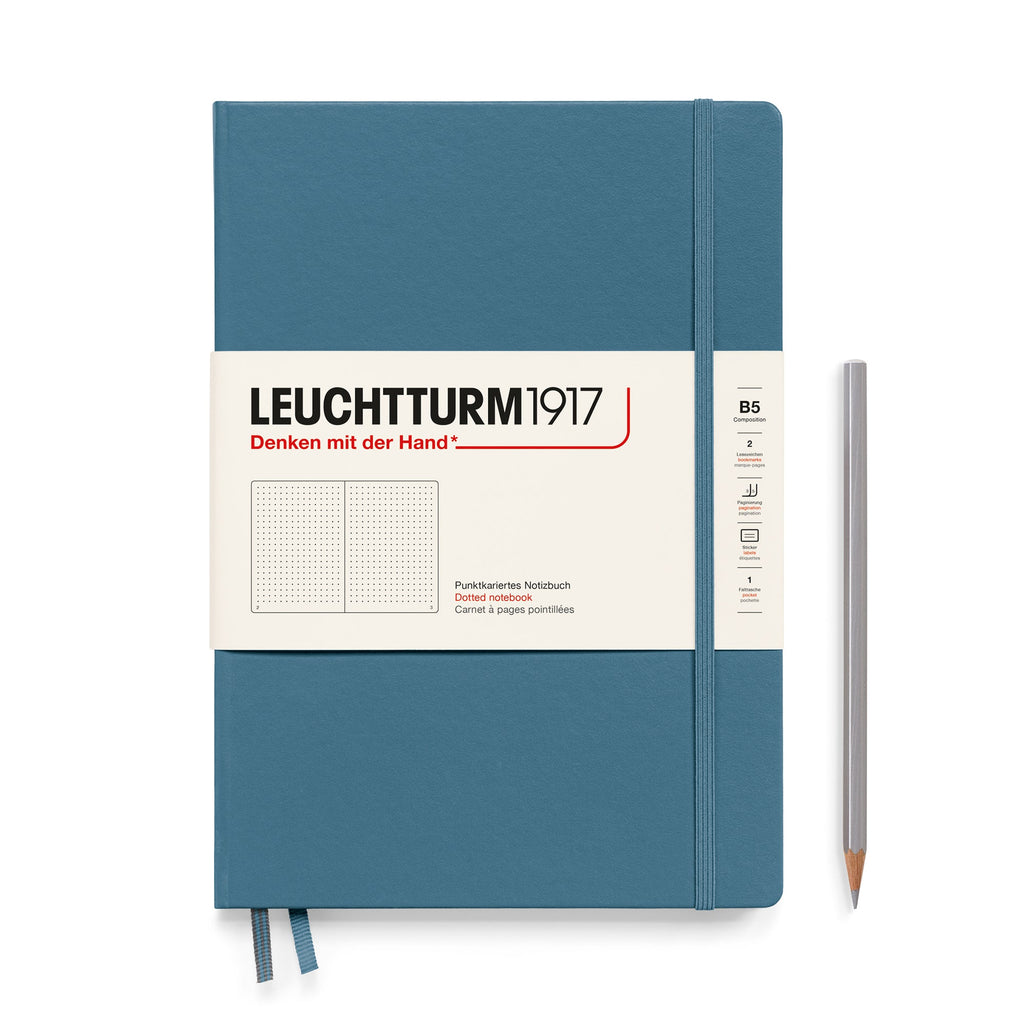 Leuchtturm 1917 Composition Hardcover Dot Grid Notebook in Stone Blue - B5 Notebooks Journals
