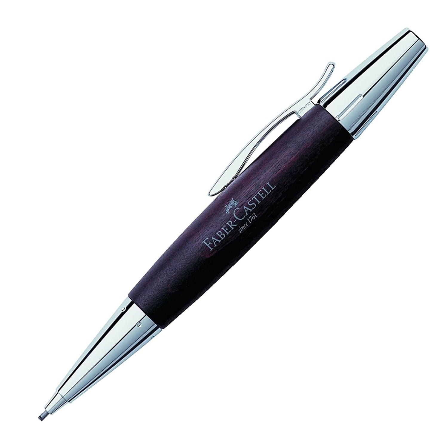 Faber-Castell E-Motion Mechanical Pencil in Wood & Chrome Dark Brown - 1.4mm