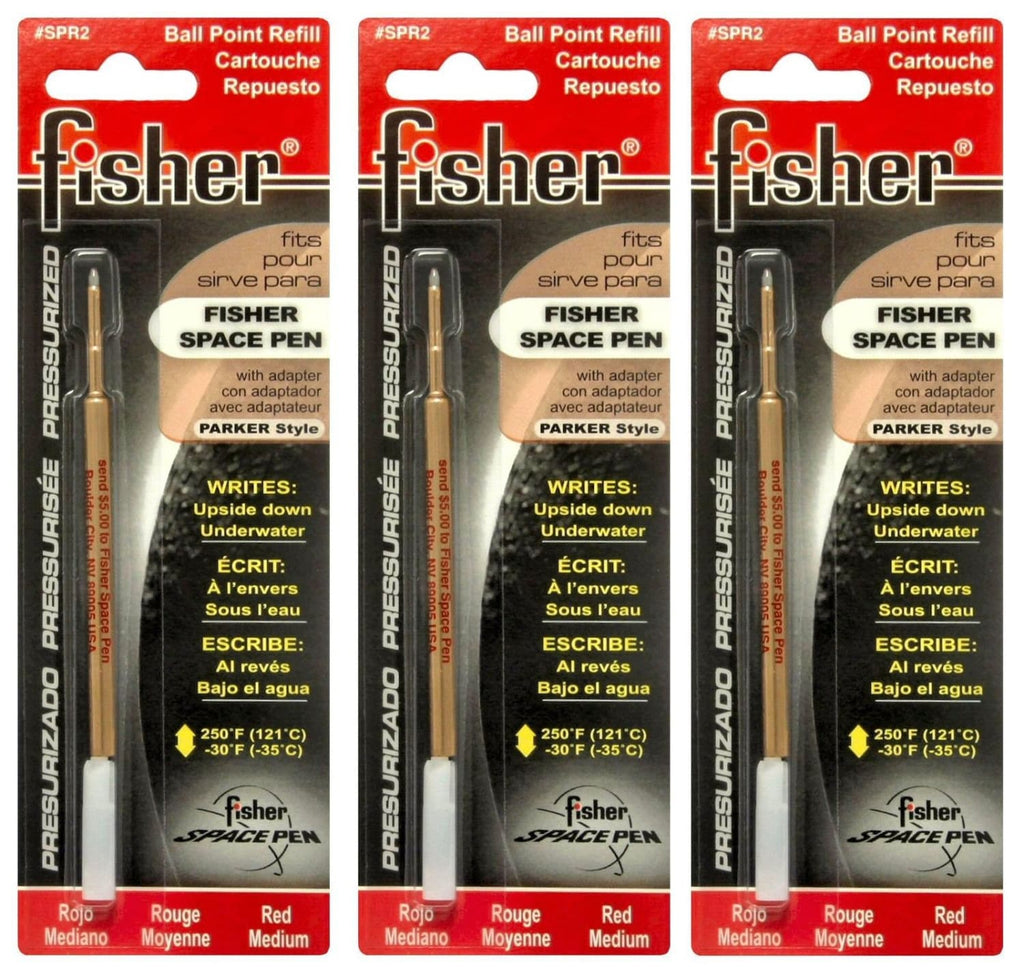 Fisher Space Ballpoint Pen Refill in Red - Medium Point - Pack of 3 Ballpoint Pen Refill