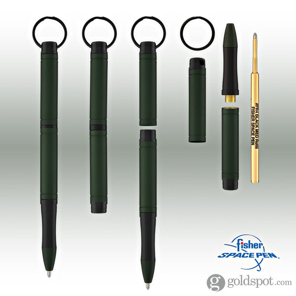 Fisher Space Pen Backpacker Ballpoint Pen in Green Anodized Aluminum with Key Chain Ballpoint Pen